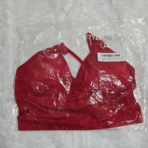 Women's Red V-Neck Strappy Seamless Camisole